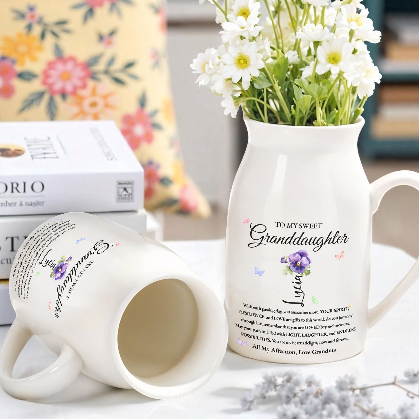 To My Sweet Granddaughter Love and Encouragement Ceramic Vase