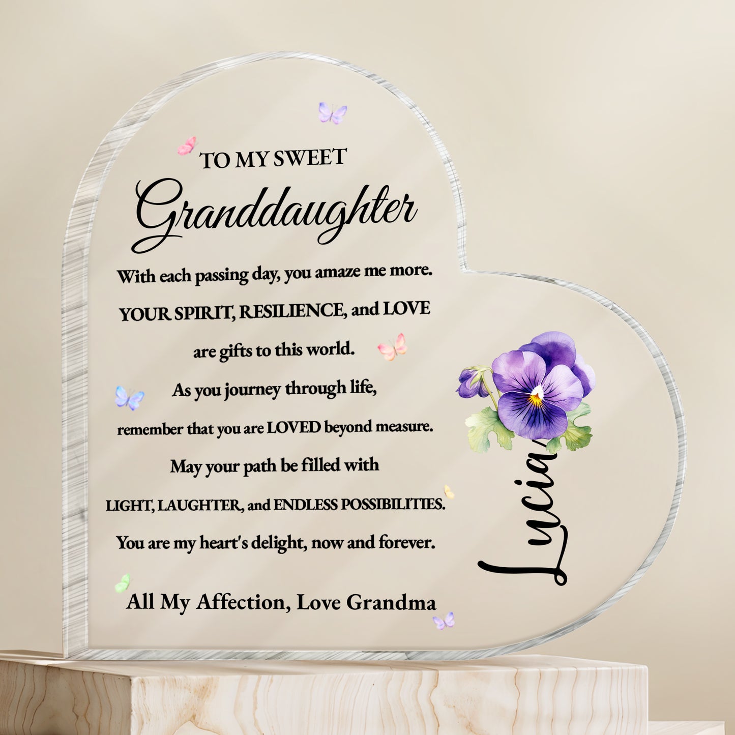 To My Sweet Granddaughter Love And Possibilities Heart Plaque