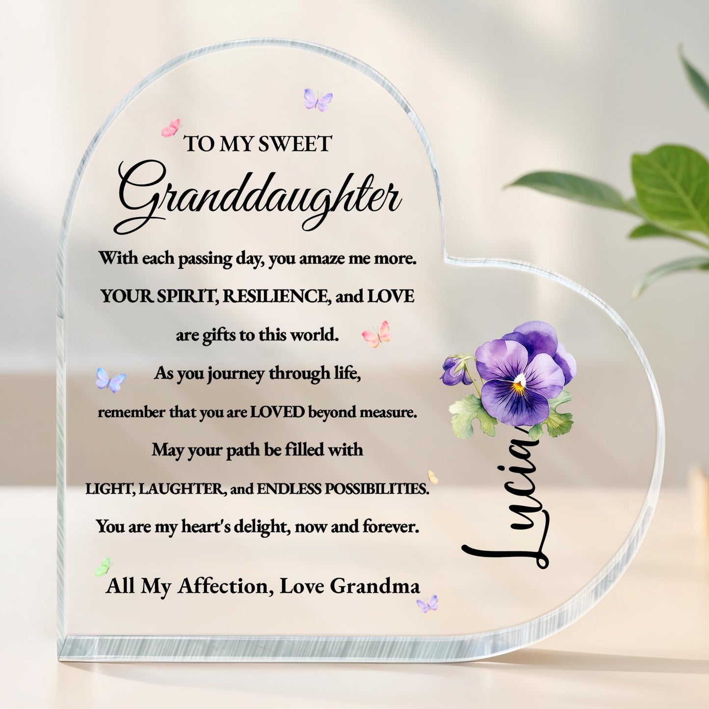 To My Sweet Granddaughter Love And Possibilities Heart Plaque