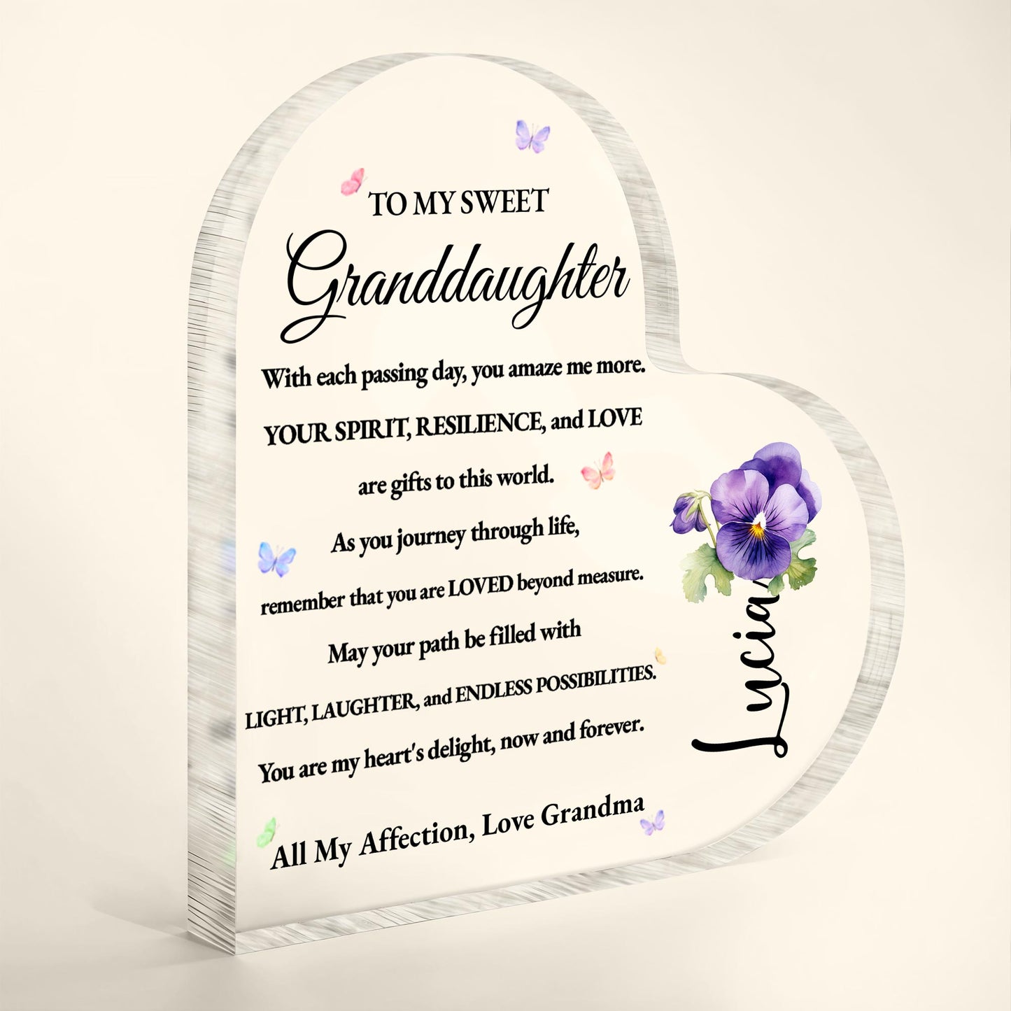 To My Sweet Granddaughter Love And Possibilities Heart Plaque