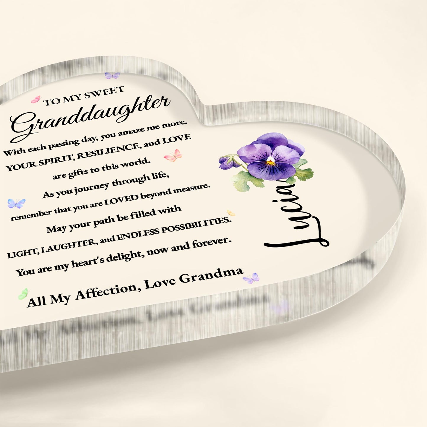 To My Sweet Granddaughter Love And Possibilities Heart Plaque