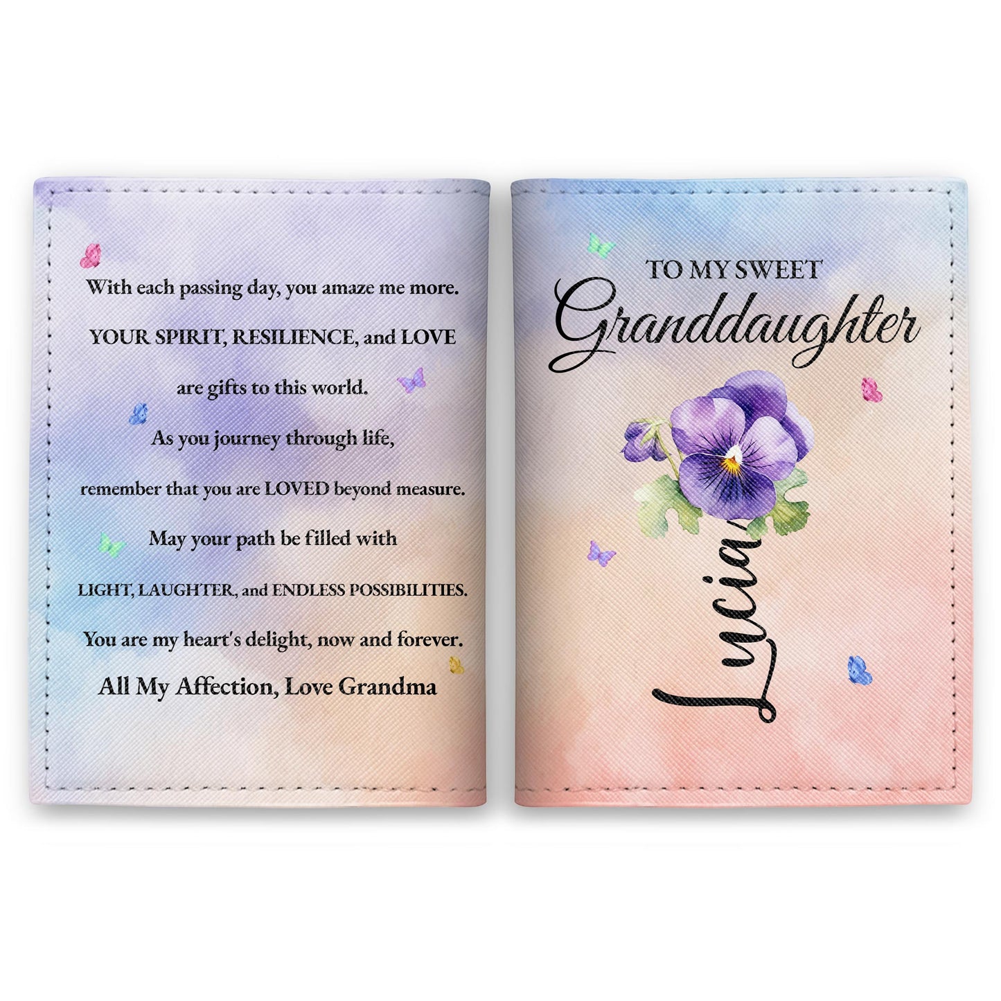 To My Sweet Granddaughter With Flowers And Butterflies