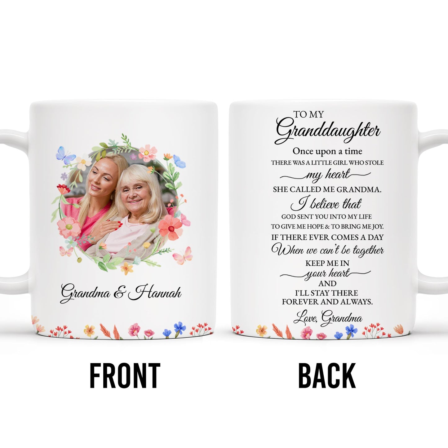 Grandma's Love And Blessings Forever Mug With Floral Heart