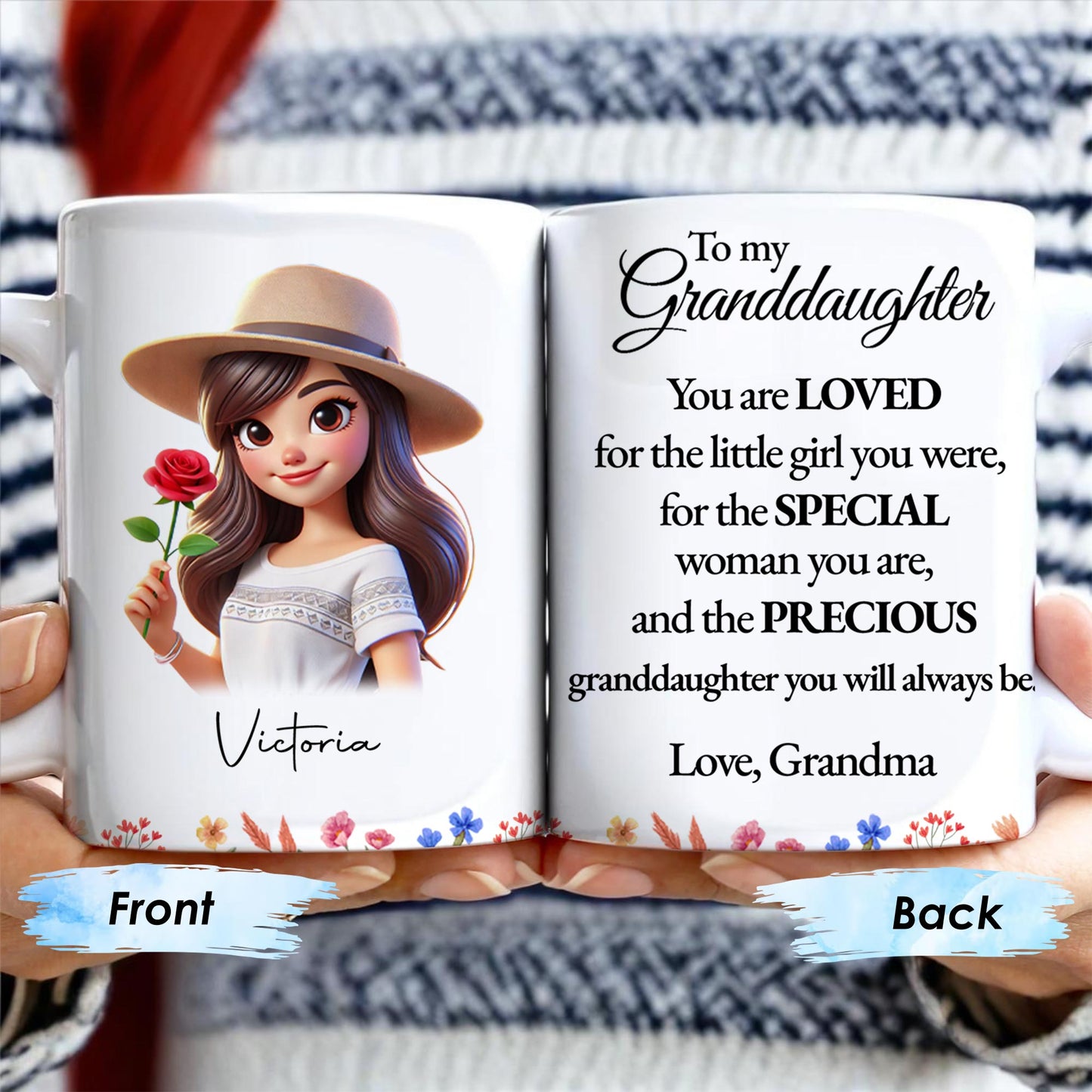 Loved Special Precious Granddaughter, Flowers & Hat Design
