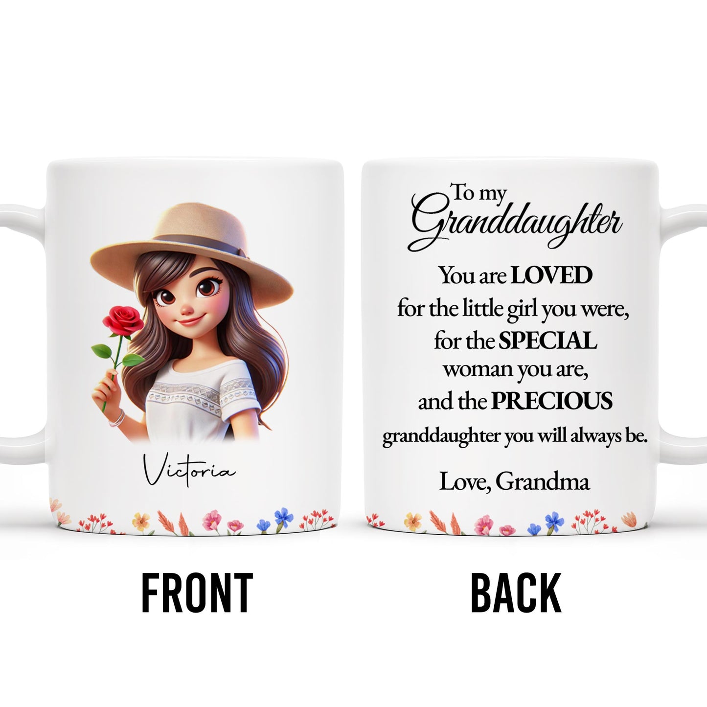 Loved Special Precious Granddaughter, Flowers & Hat Design