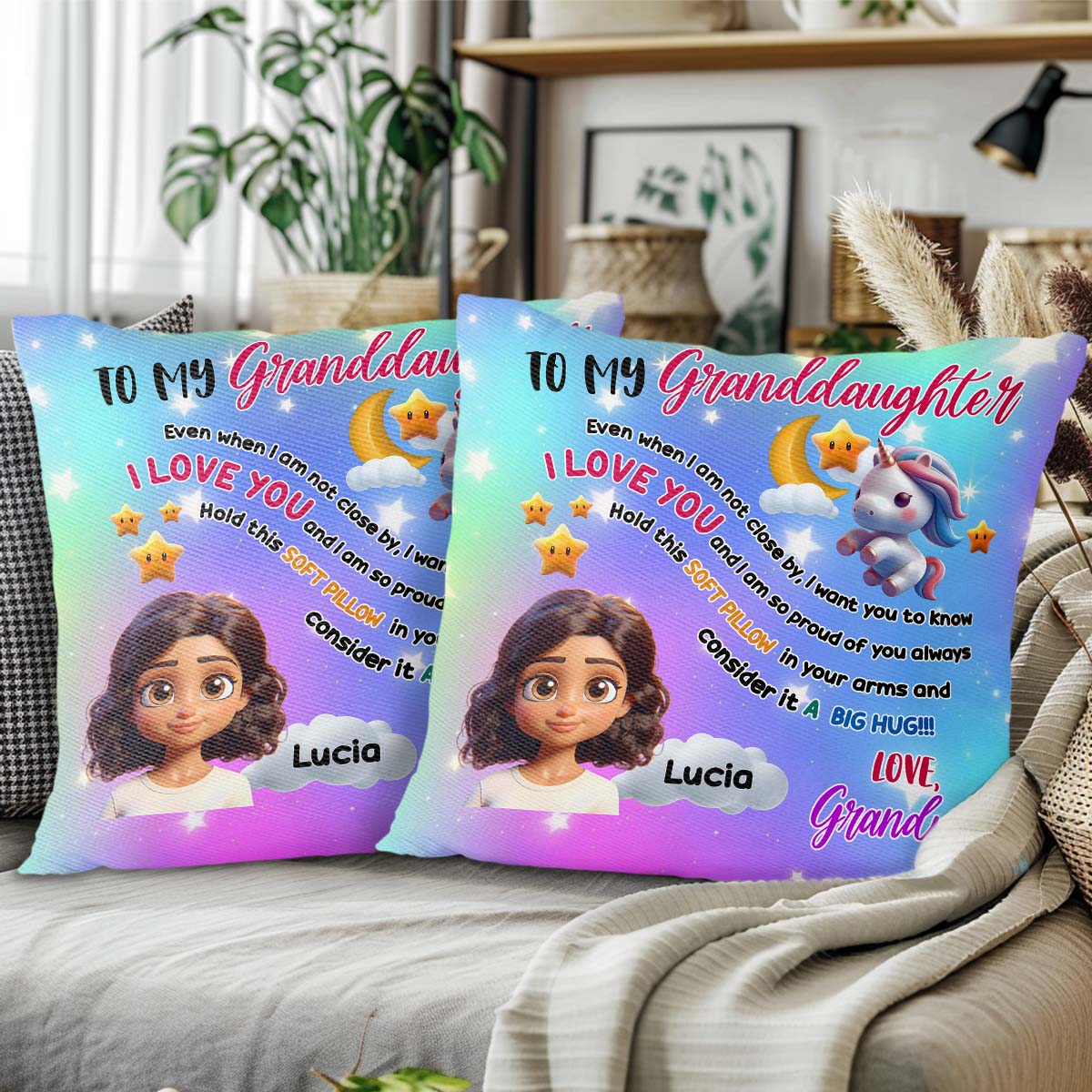Big Hug For Granddaughter Featuring Unicorn And Stars