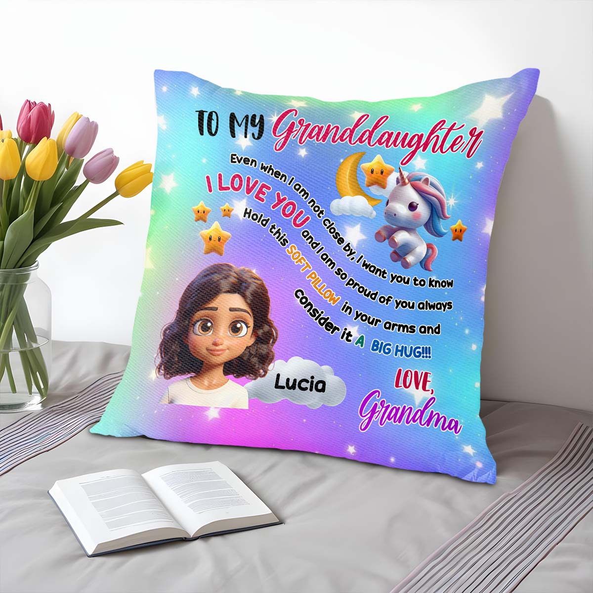 Big Hug For Granddaughter Featuring Unicorn And Stars
