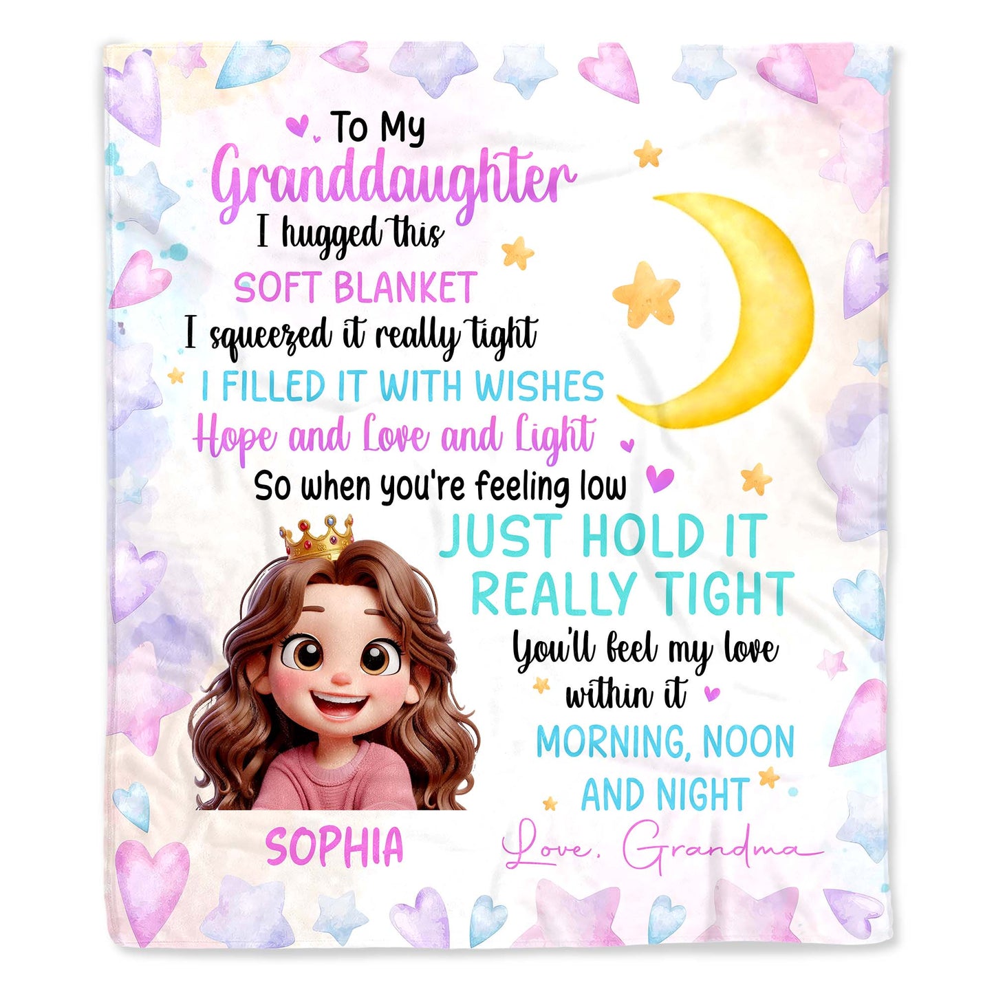 To My Granddaughter Love And Light Wishes Blanket - Personalized Custom Blanket - GDT206_BLK
