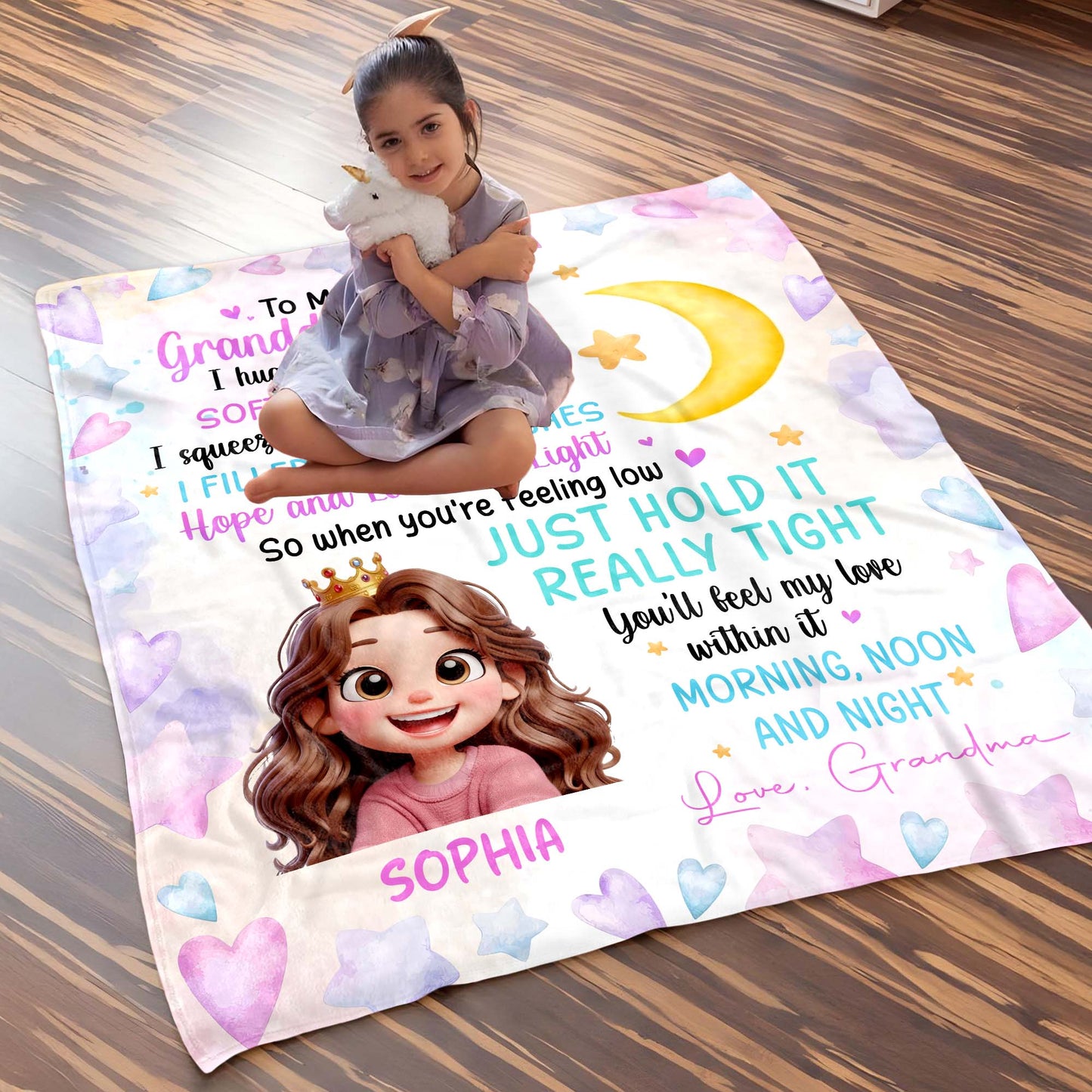 To My Granddaughter Love And Light Wishes Blanket - Personalized Custom Blanket - GDT206_BLK