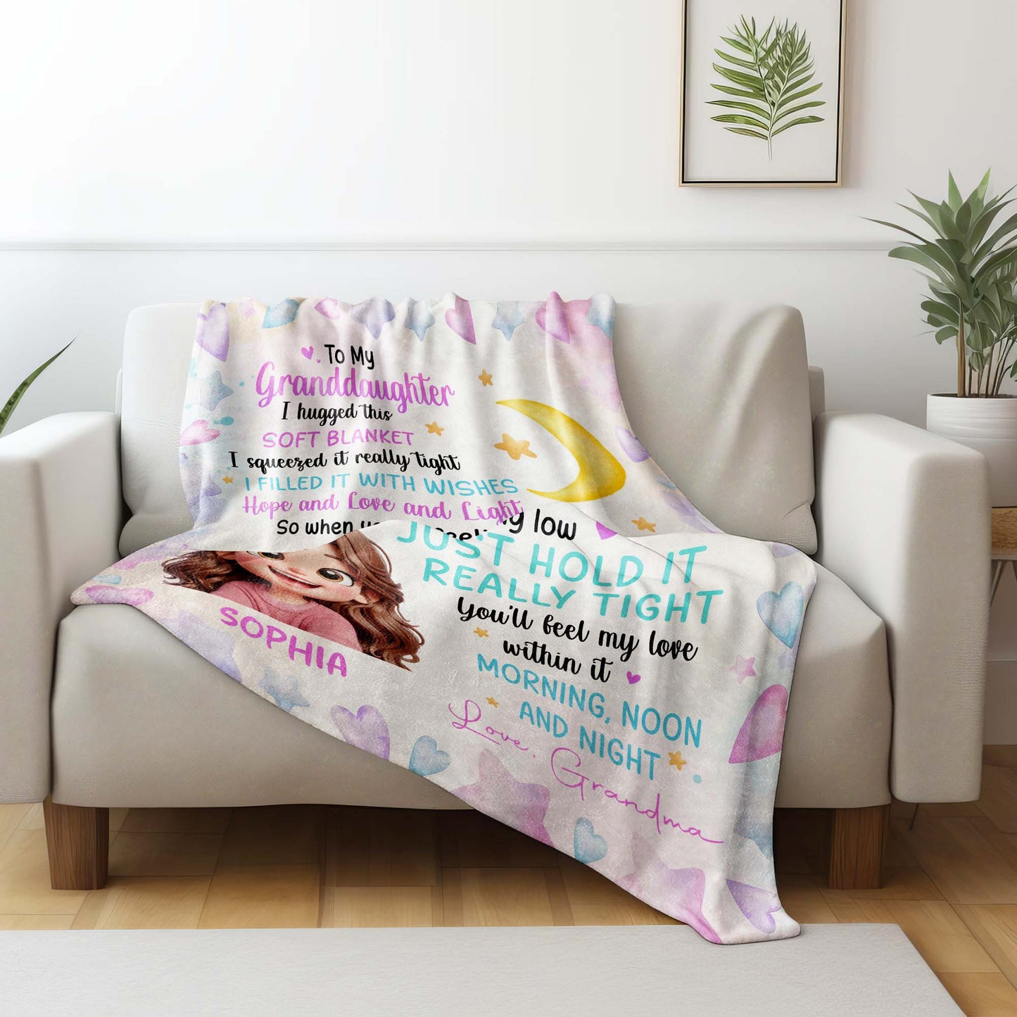 To My Granddaughter Love And Light Wishes Blanket - Personalized Custom Blanket - GDT206_BLK