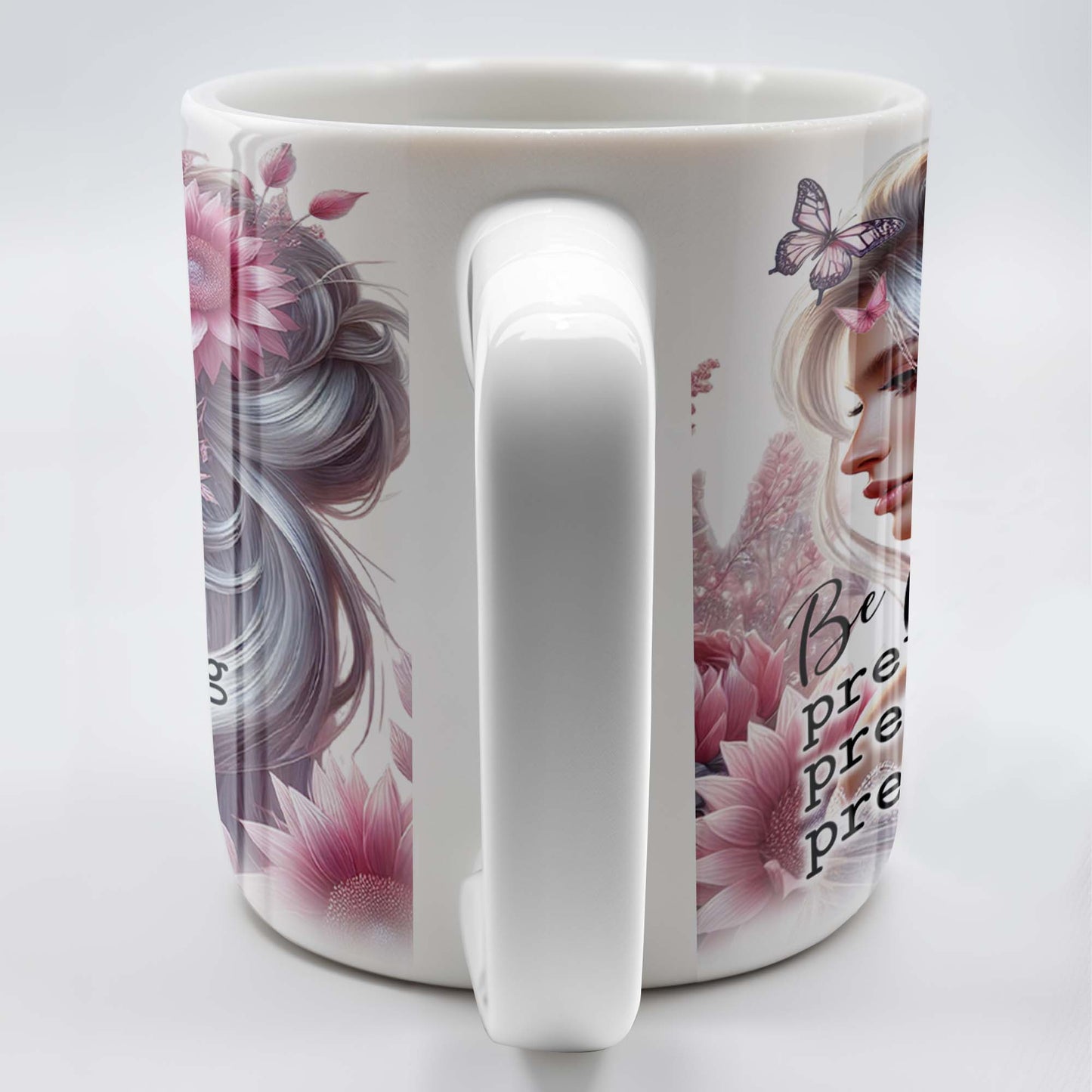 Be Pretty, Strong, Brave, Kind Mug With Flowers And Butterfly