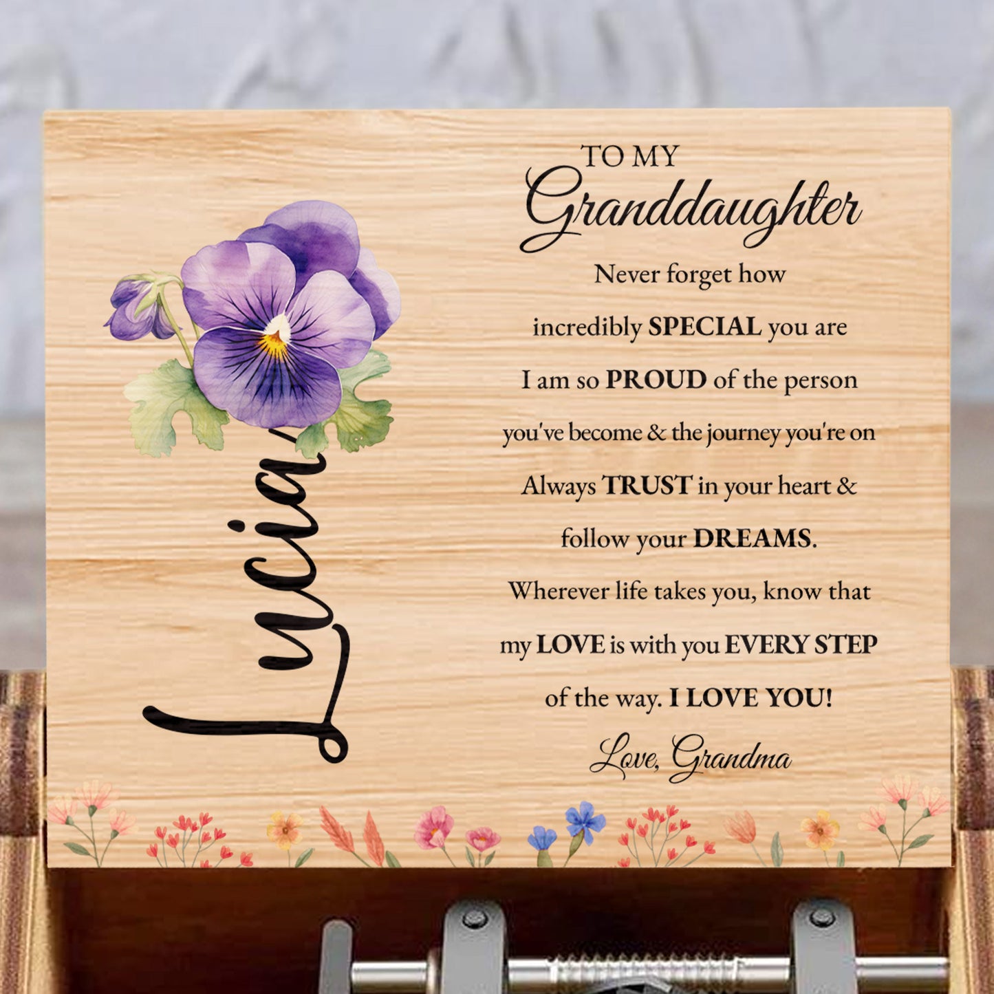 Special Message Floral Music Box For Granddaughter