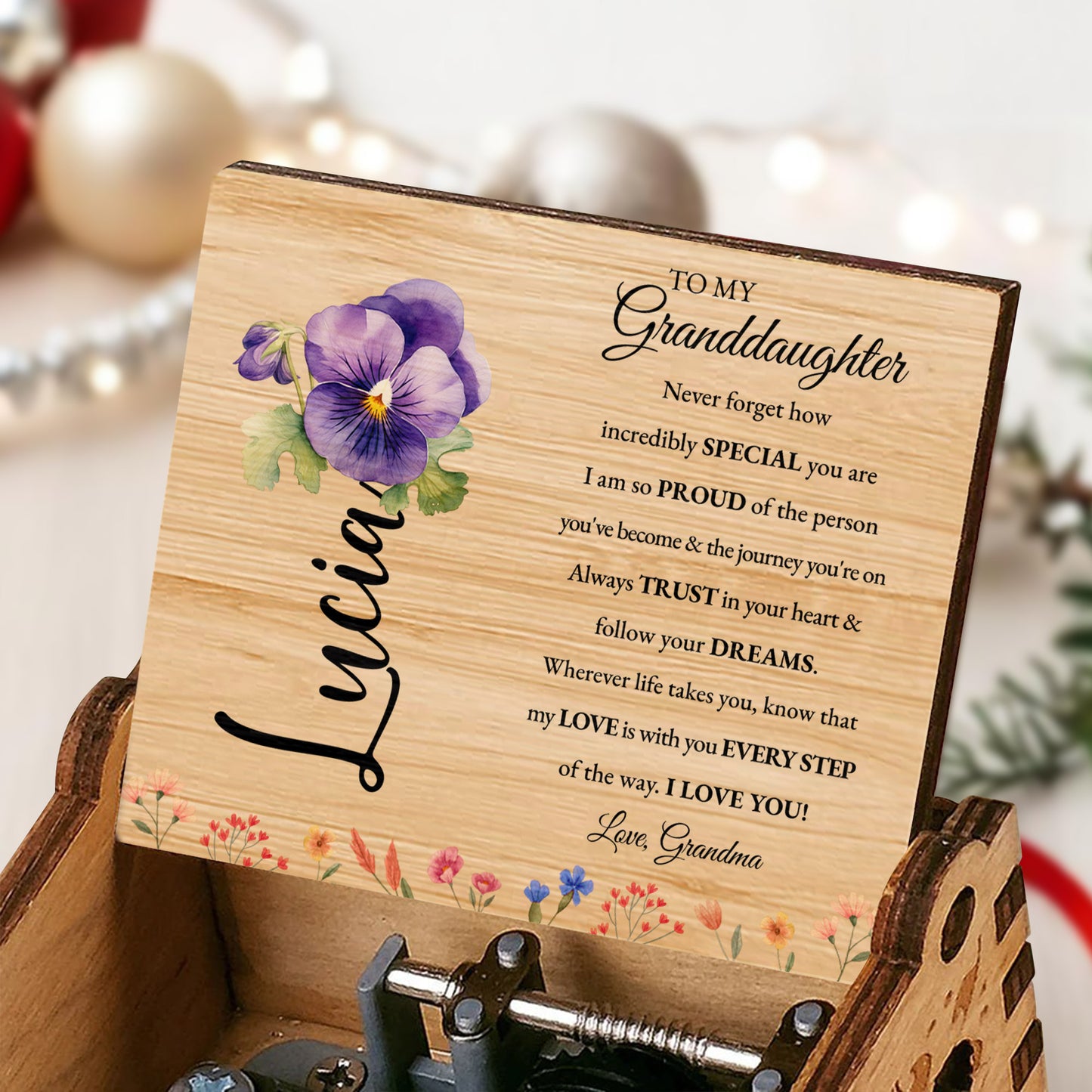 Special Message Floral Music Box For Granddaughter