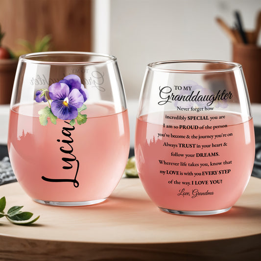 Love And Support For Granddaughter With Pansy Flower Design