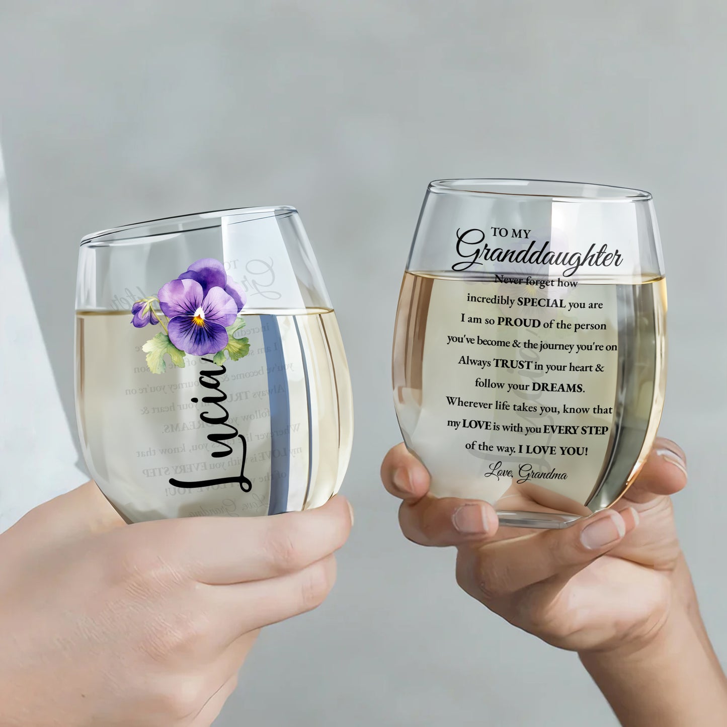 Love And Support For Granddaughter With Pansy Flower Design