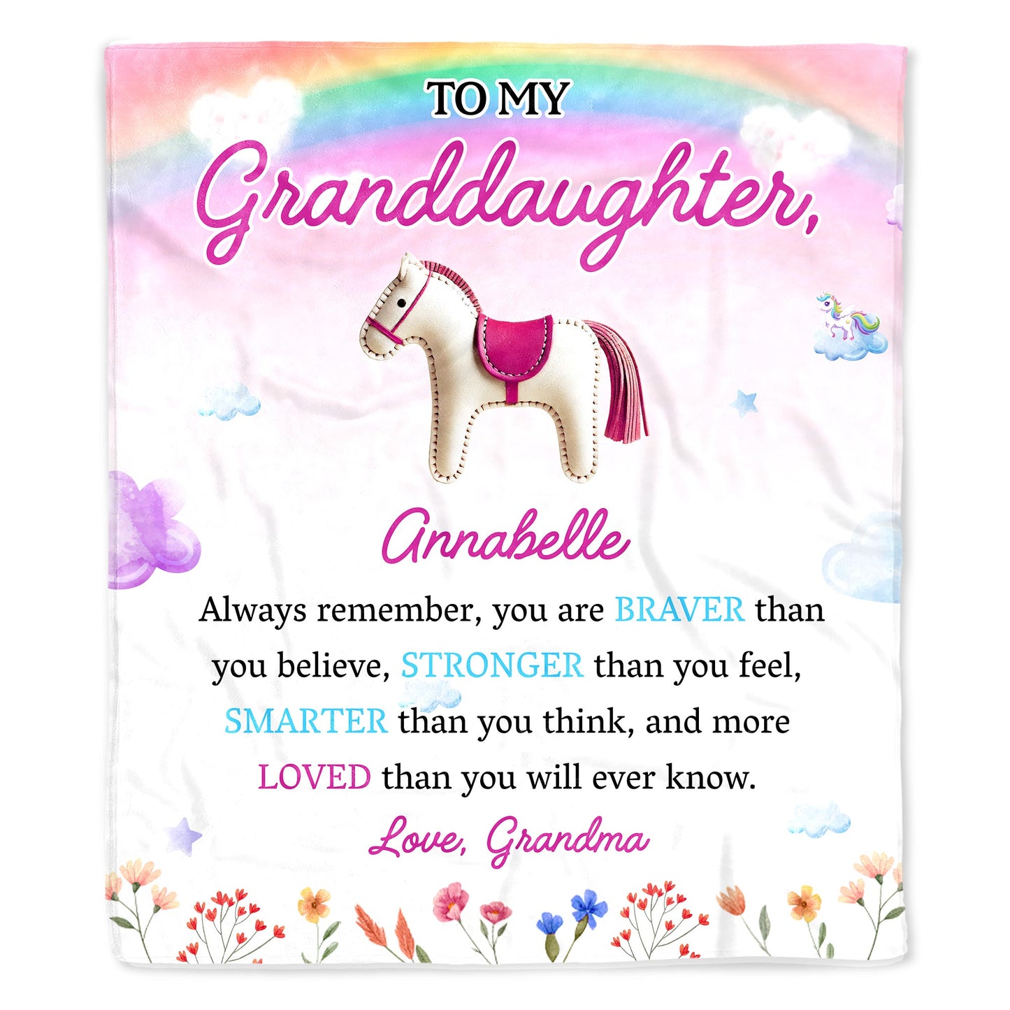 Braver Stronger Smarter Loved Rainbow Horse Design
