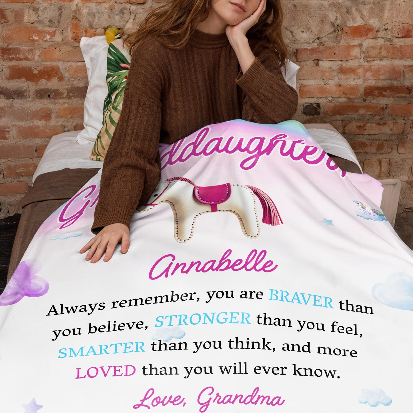 Braver Stronger Smarter Loved Rainbow Horse Design
