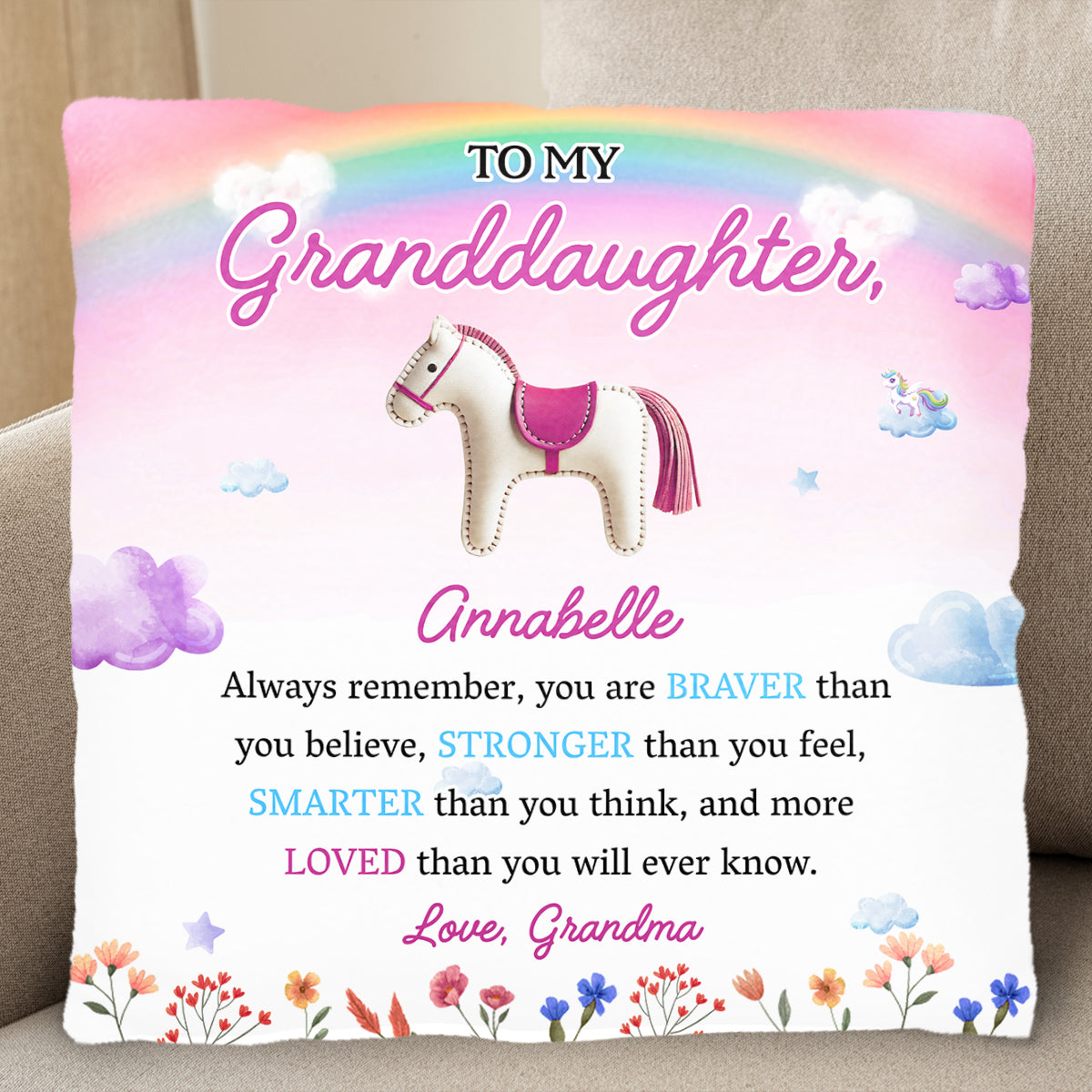 Braver Stronger Smarter Loved Inspirational Message With Horse And Flowers
