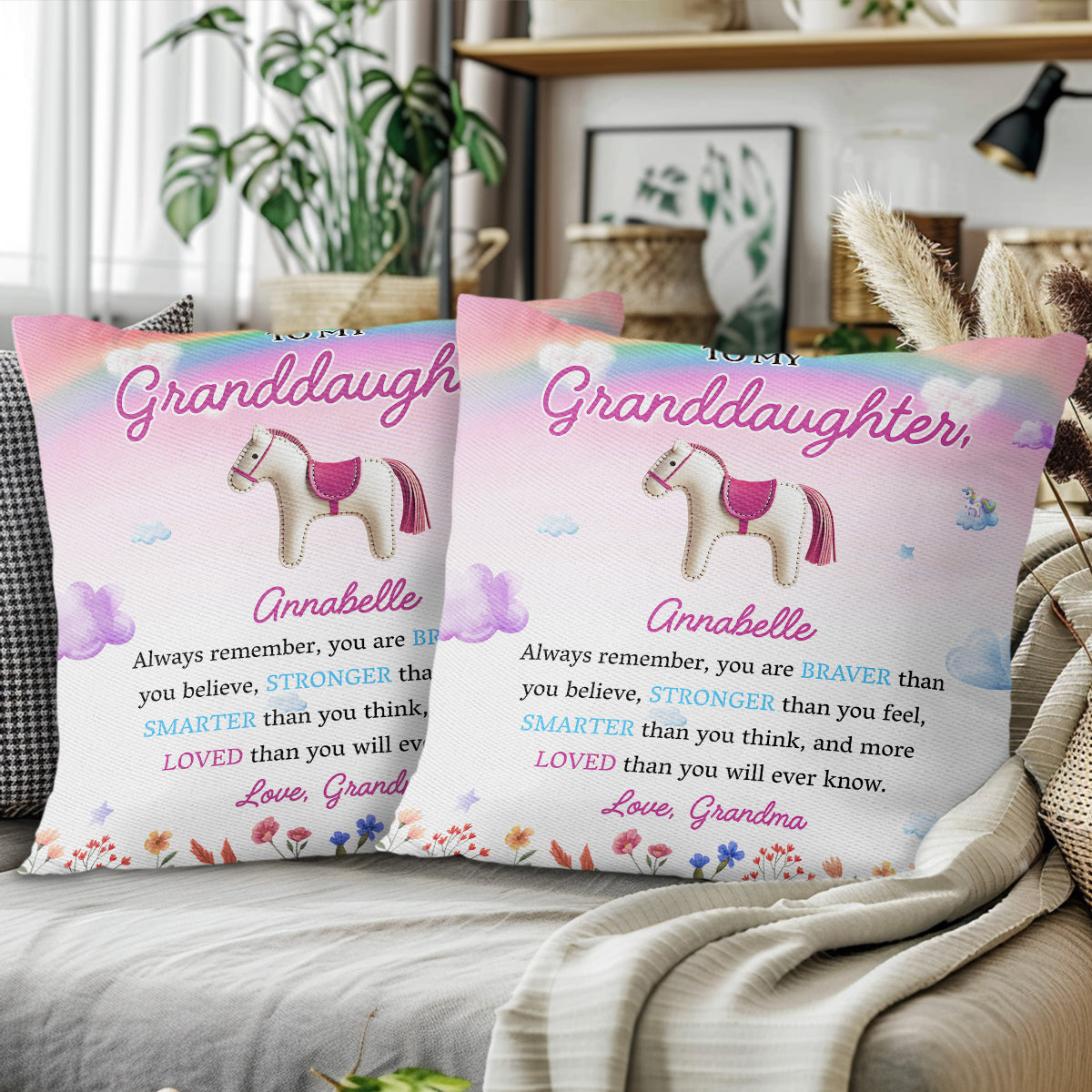 Braver Stronger Smarter Loved Inspirational Message With Horse And Flowers