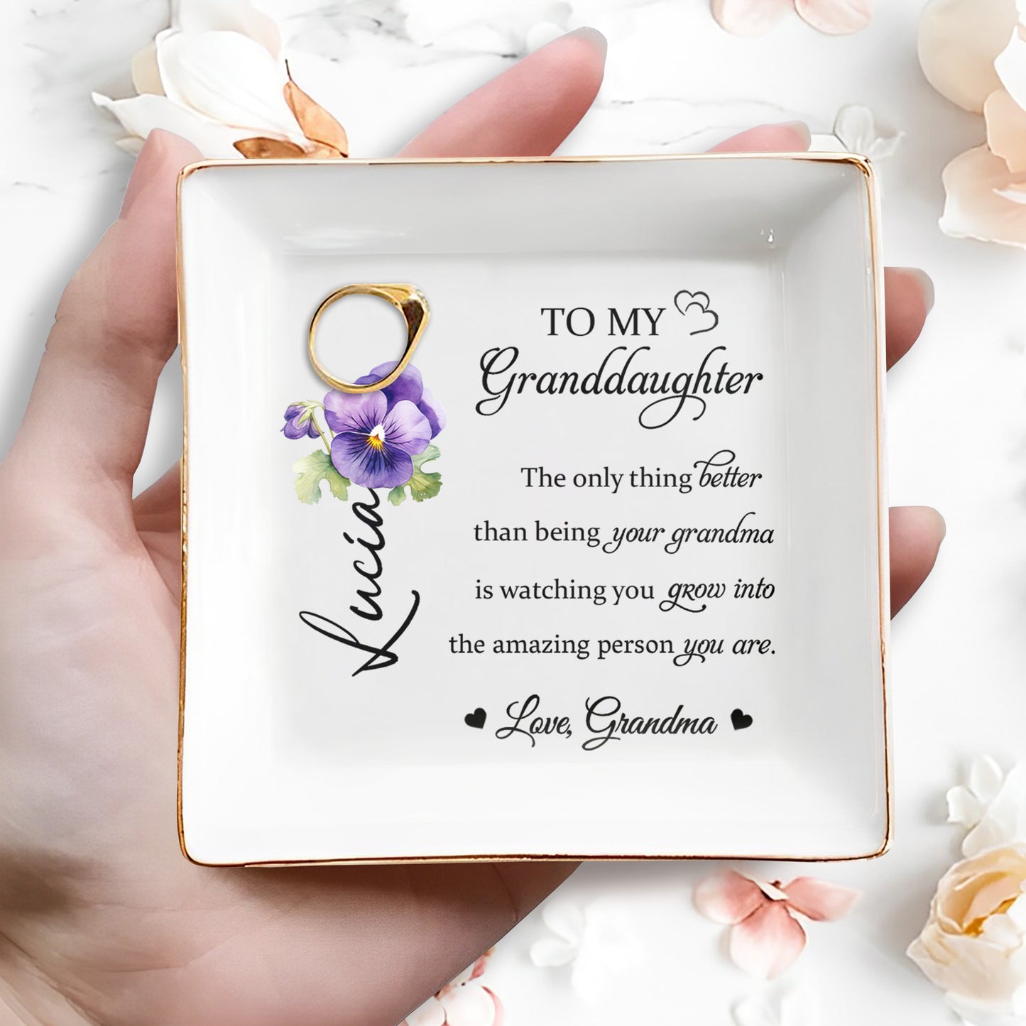 To My Granddaughter Love Grandma Flower Design