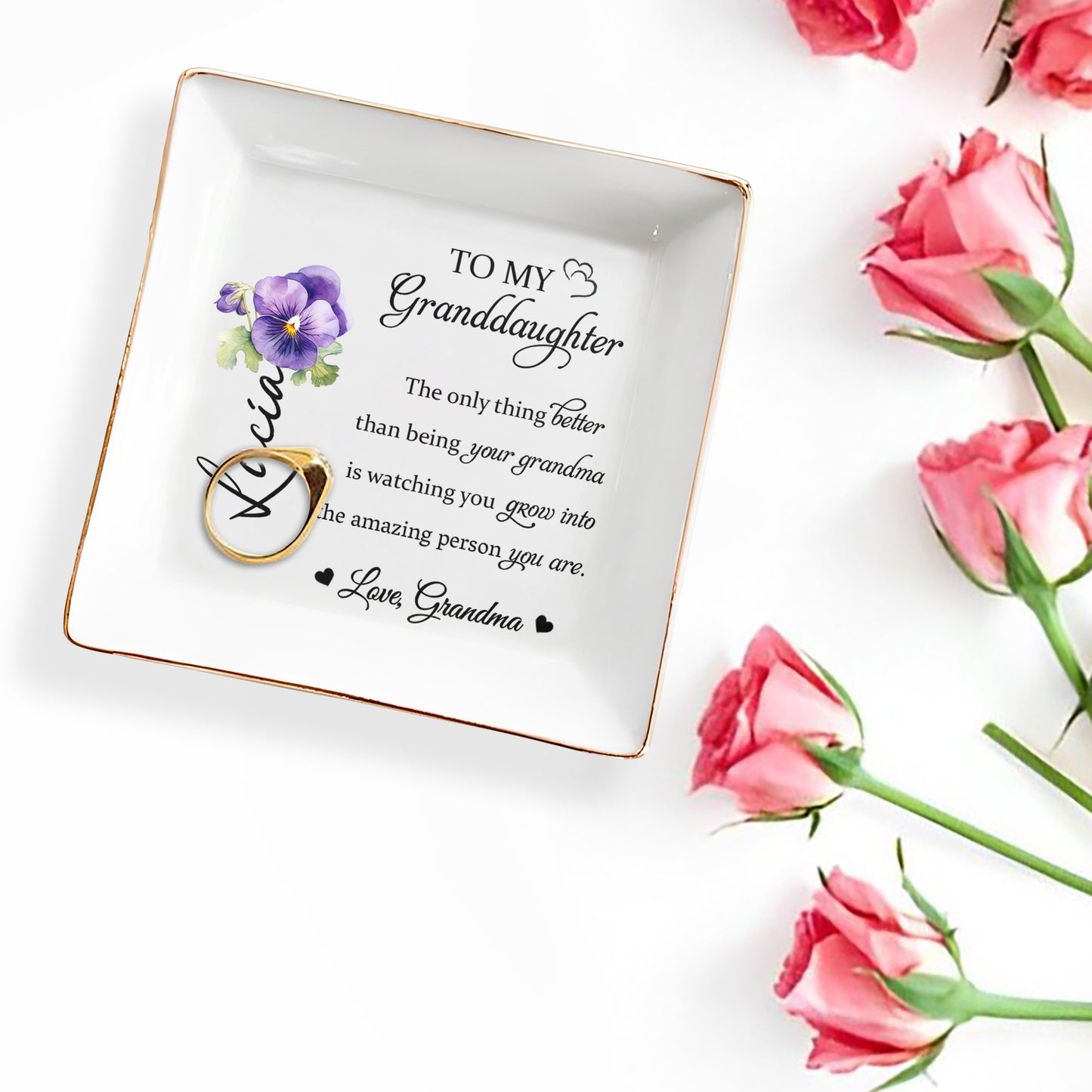 To My Granddaughter Love Grandma Flower Design