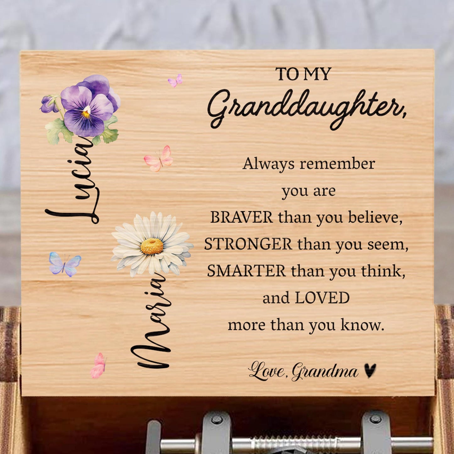 Braver Stronger Smarter Loved Inspirational Quote With Butterflies And Daisy