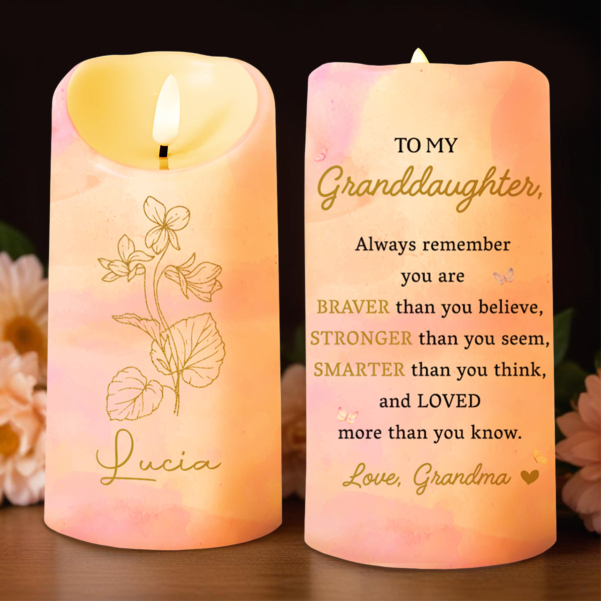 To My Granddaughter Love Encouragement Reflection Candle - Personalized Custom LED Candle - GDT225_LECA