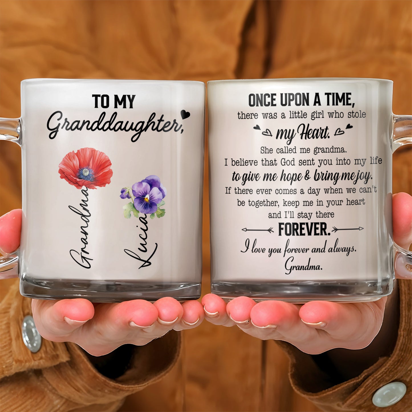 Granddaughter Mug With Heartfelt Message And Floral Design