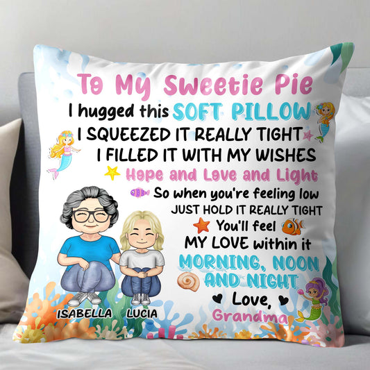 Grandmother And Granddaughter Love Pillow With Ocean Elements