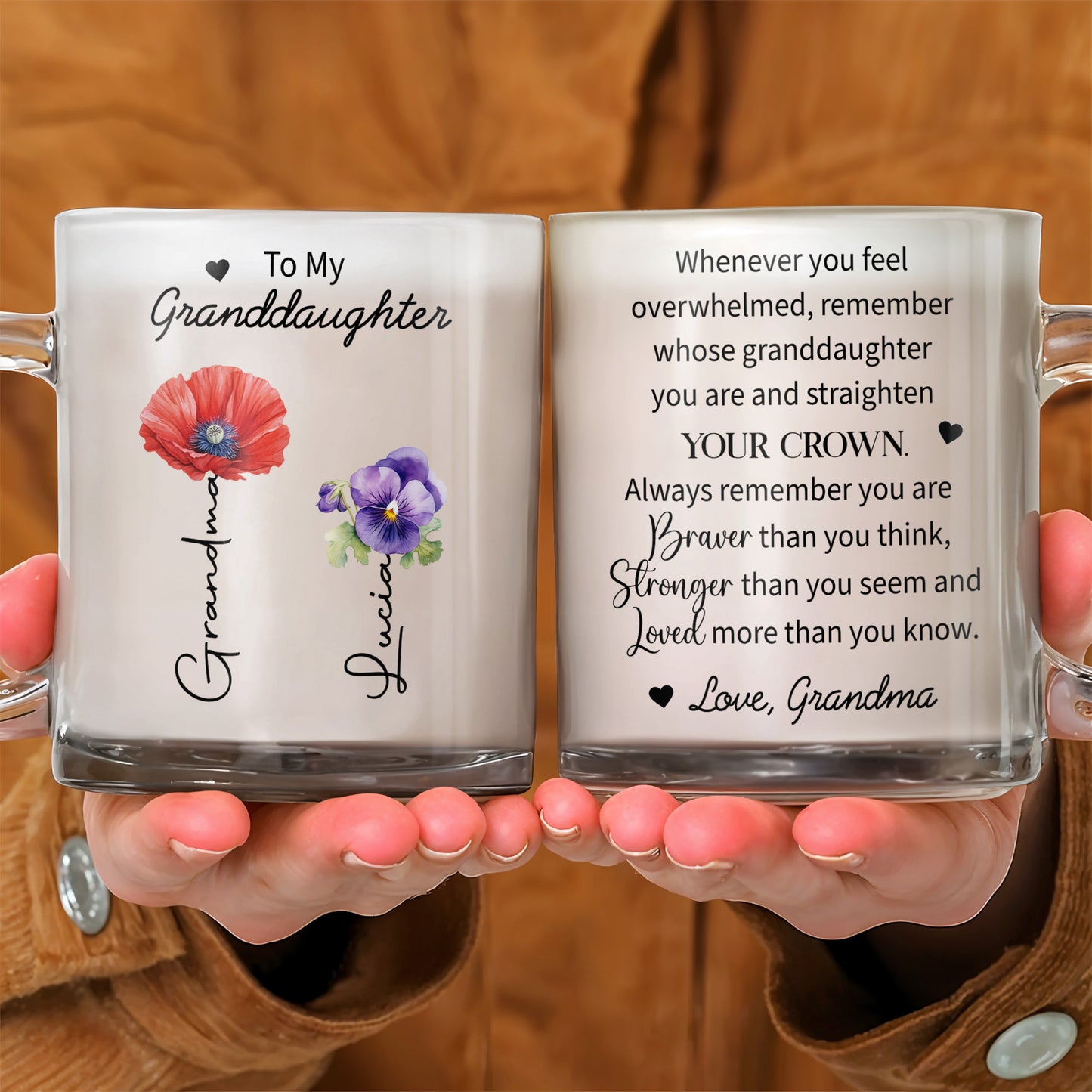 To My Granddaughter Braver Stronger Loved Crown And Flowers