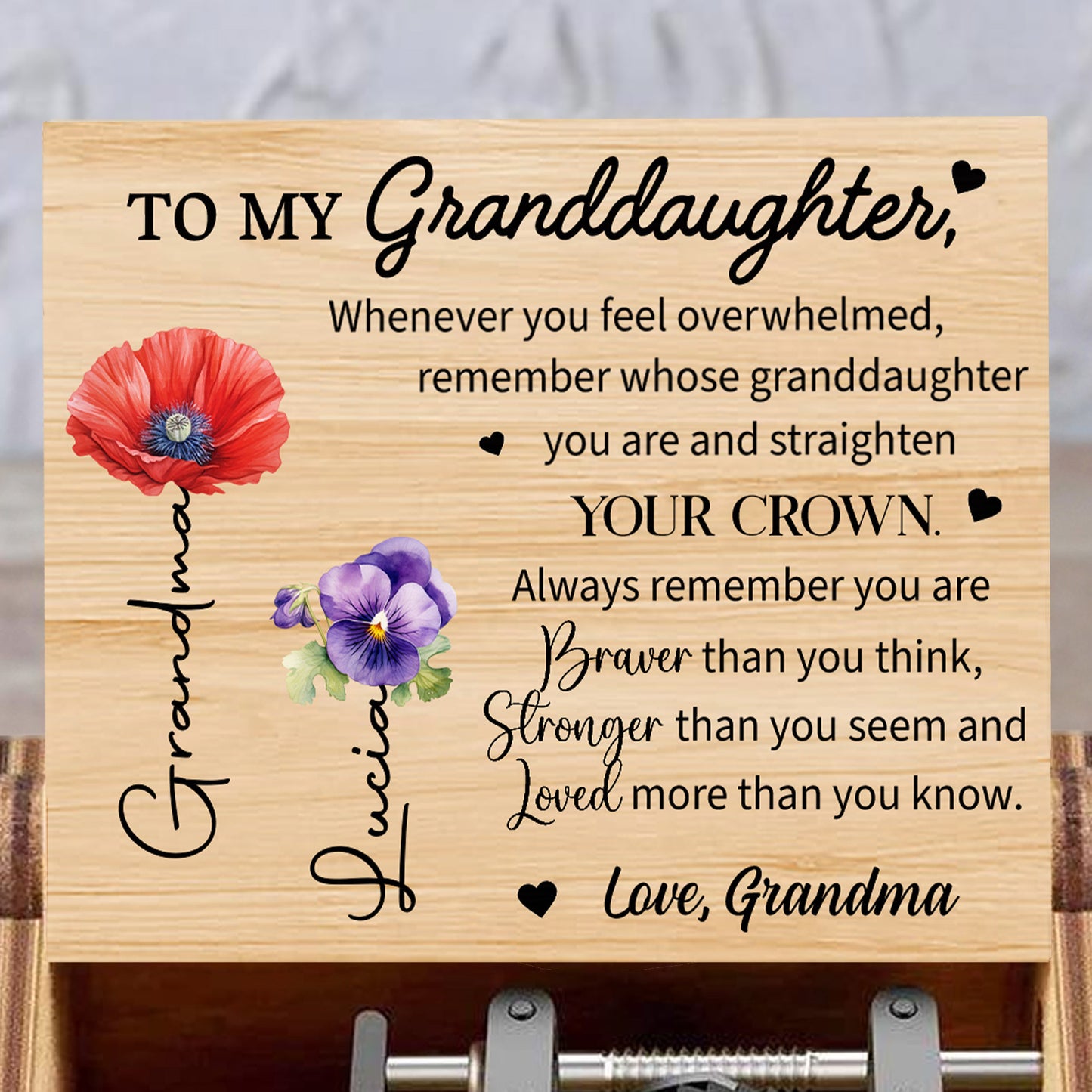 To My Granddaughter Crown and Flowers Custom