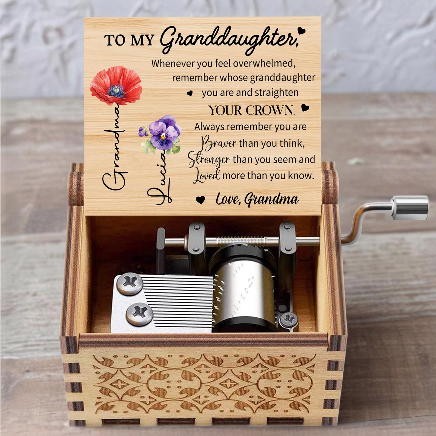 To My Granddaughter Crown and Flowers Custom