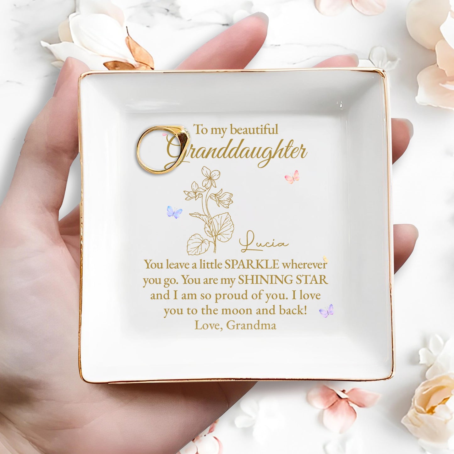Sparkle Wherever You Go Shining Star Square Ceramic Dish