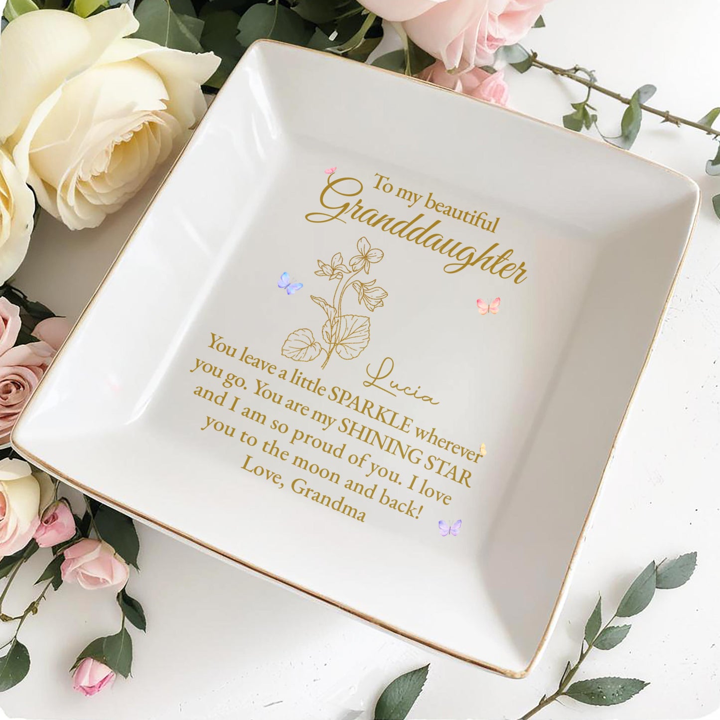Sparkle Wherever You Go Shining Star Square Ceramic Dish