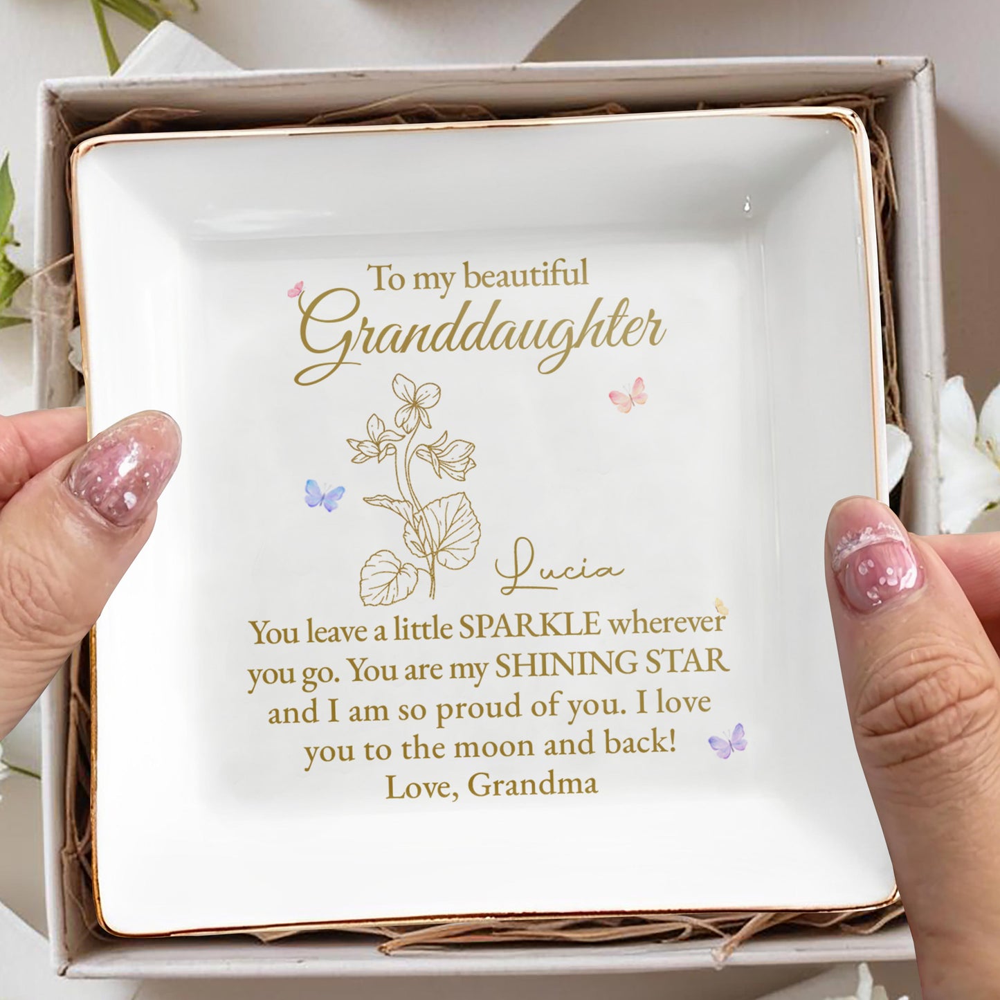 Sparkle Wherever You Go Shining Star Square Ceramic Dish