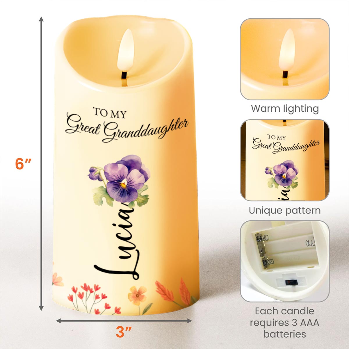 To My Great Granddaughter, Once Upon A Time, Flowers and Candle