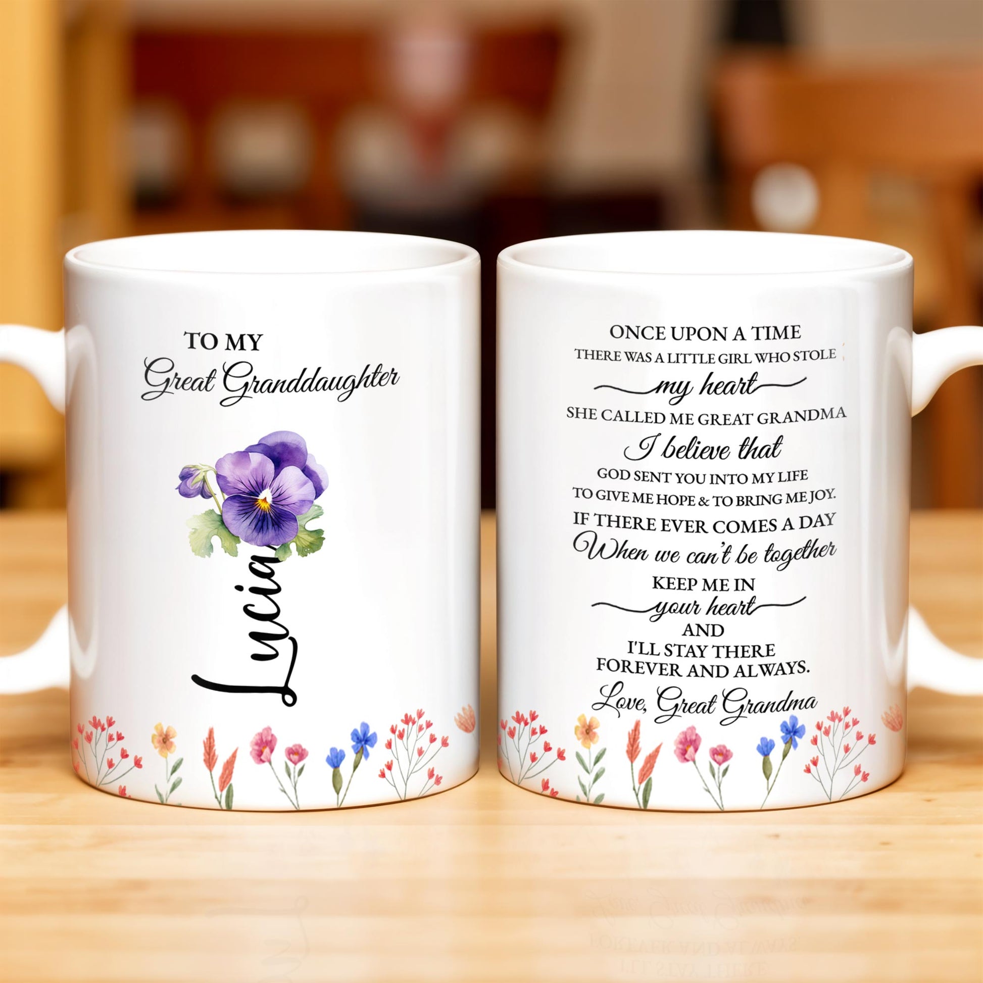 To My Great Granddaughter, Once Upon A Time, Flowers and Hearts