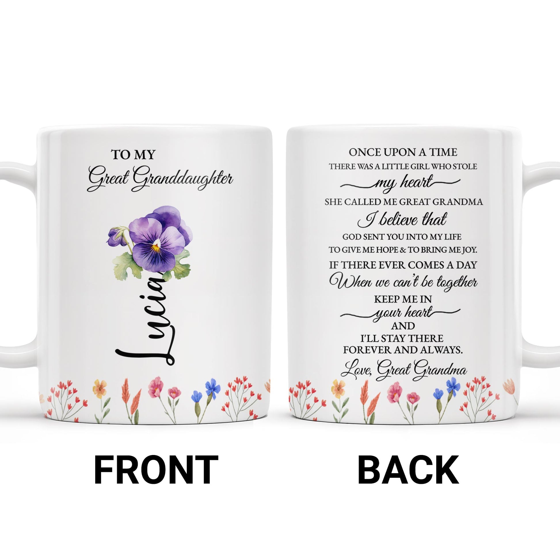 To My Great Granddaughter, Once Upon A Time, Flowers and Hearts