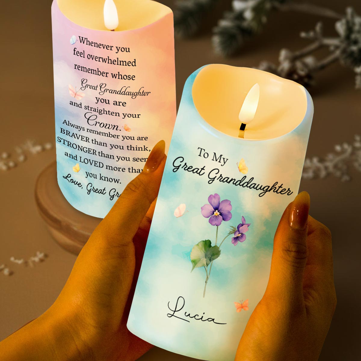 To My Great Granddaughter Remember Whose Great Granddaughter You Are, Flowers and Crown