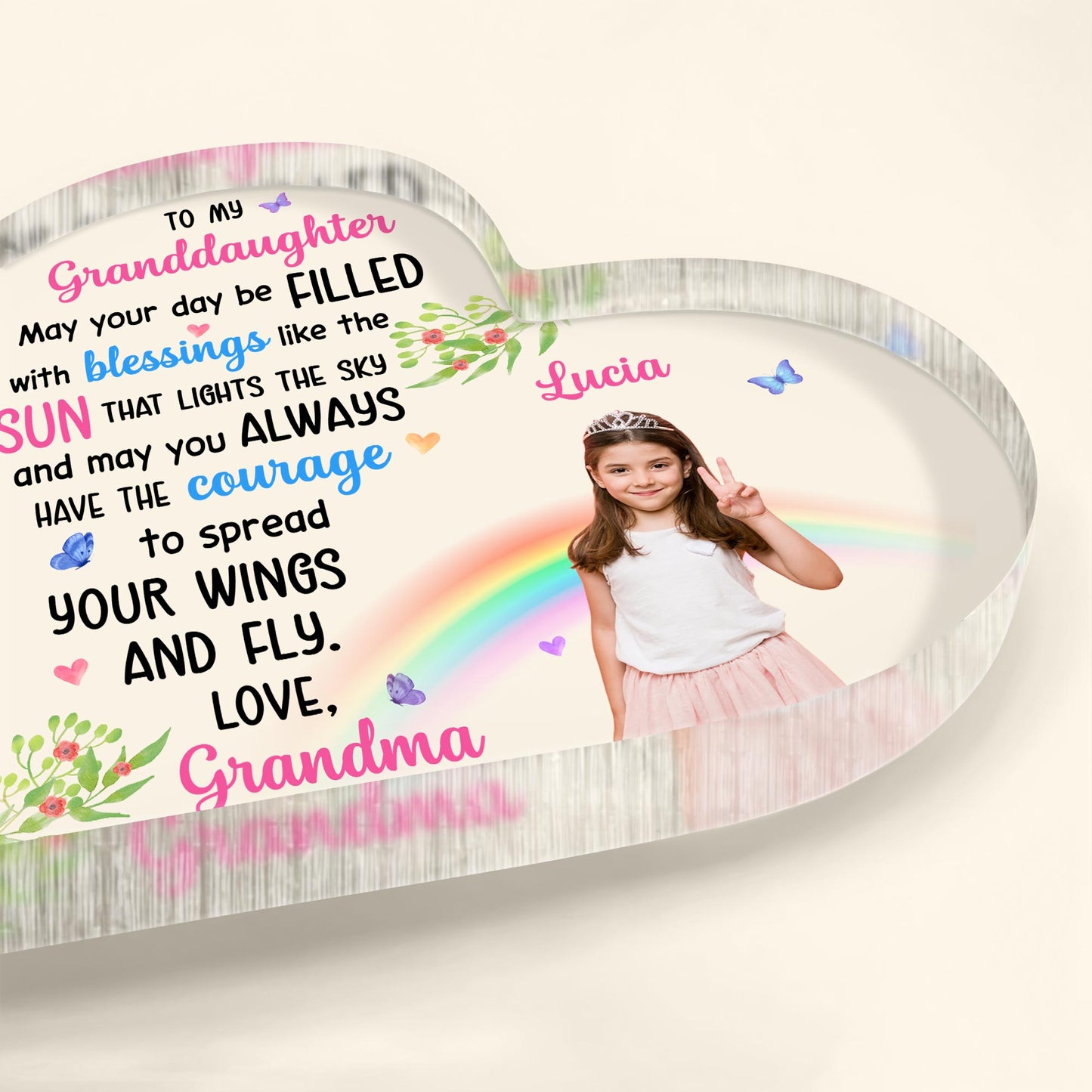 To My Granddaughter Love Grandma, Rainbow and Butterflies Gift