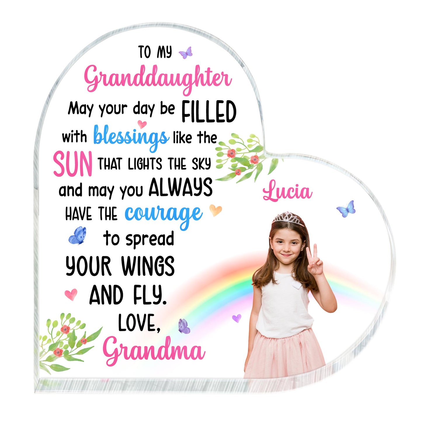 To My Granddaughter Love Grandma, Rainbow and Butterflies Gift