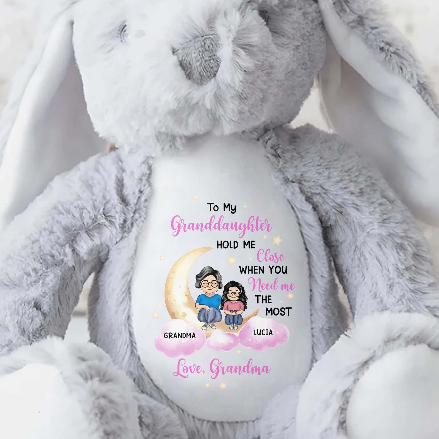 To My Granddaughter, Hold Me Close When You Need Me The Most, Bunny and Cartoon Characters