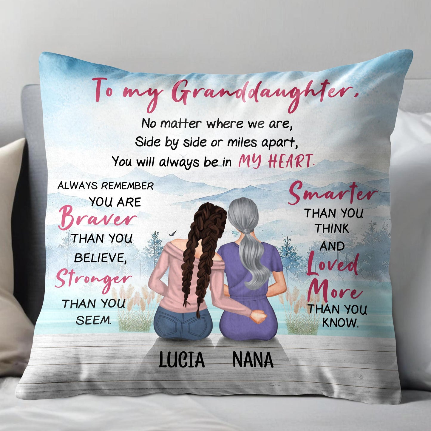 To My Granddaughter, No Matter Where We Are, Mountain Landscape And Two People Sitting