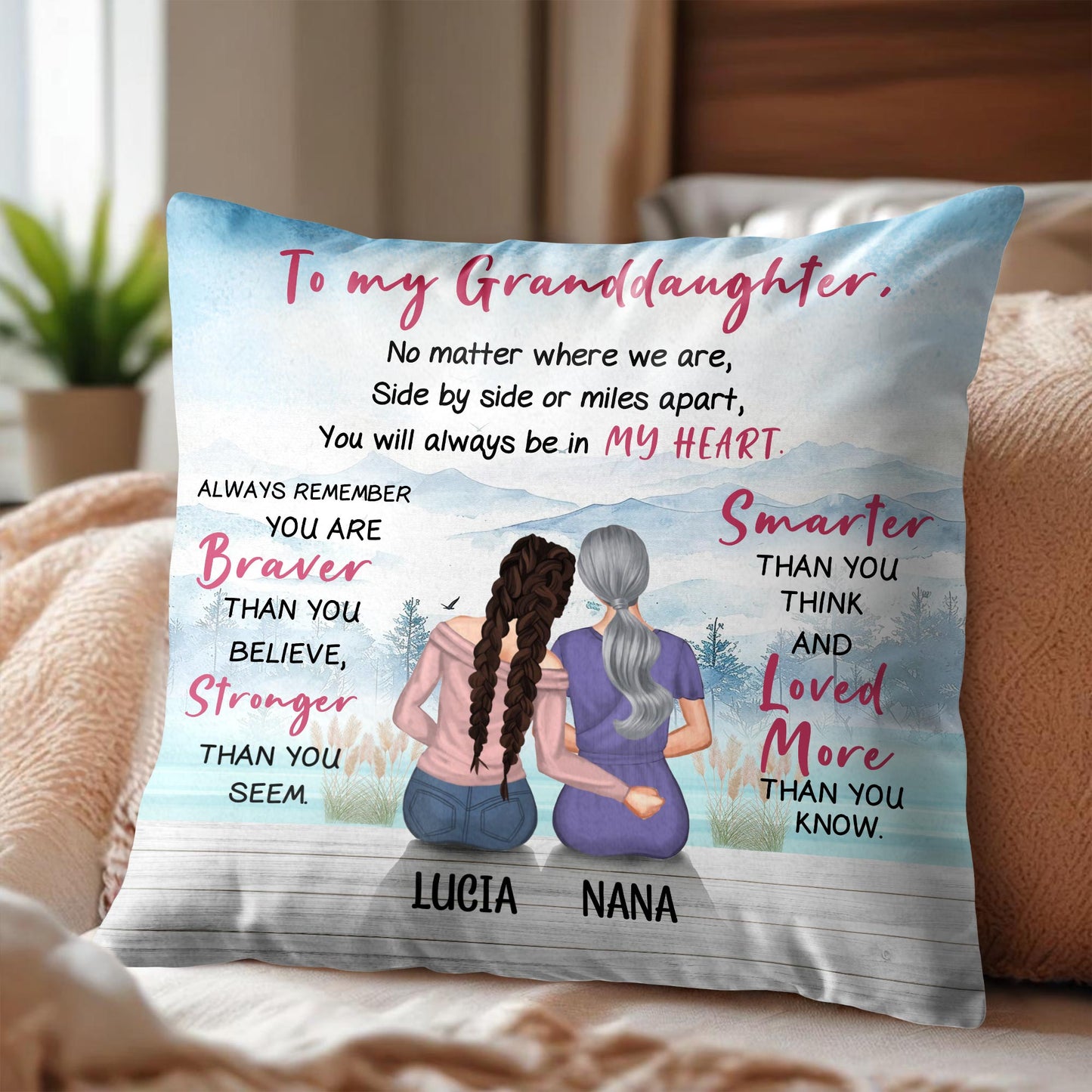 To My Granddaughter, No Matter Where We Are, Mountain Landscape And Two People Sitting