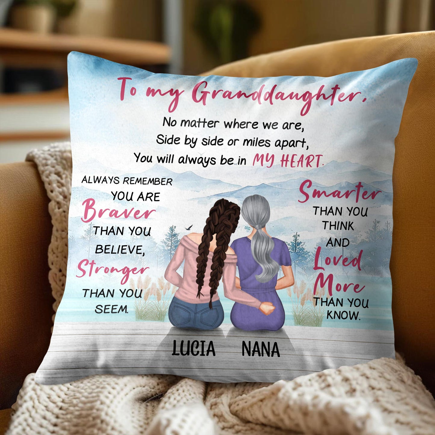 To My Granddaughter, No Matter Where We Are, Mountain Landscape And Two People Sitting