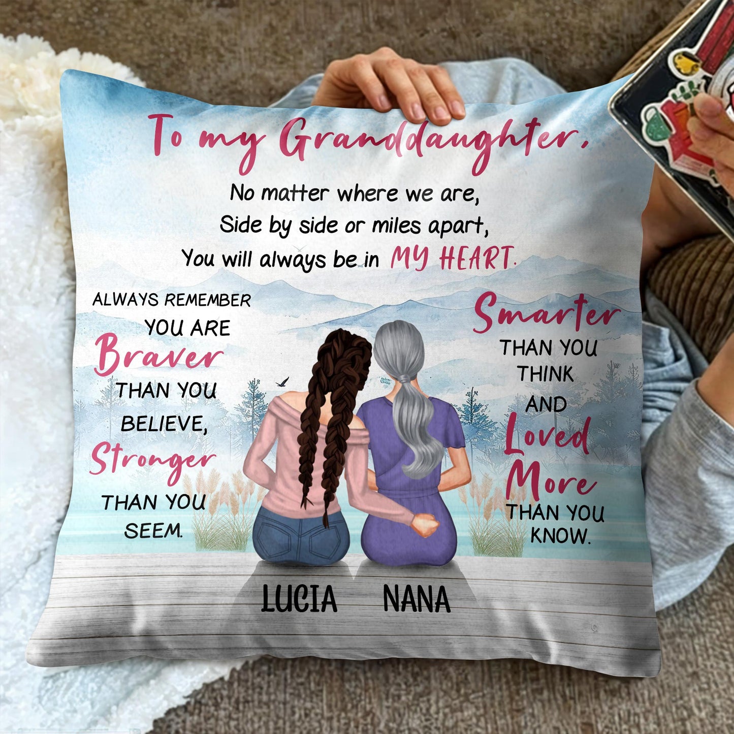 To My Granddaughter, No Matter Where We Are, Mountain Landscape And Two People Sitting