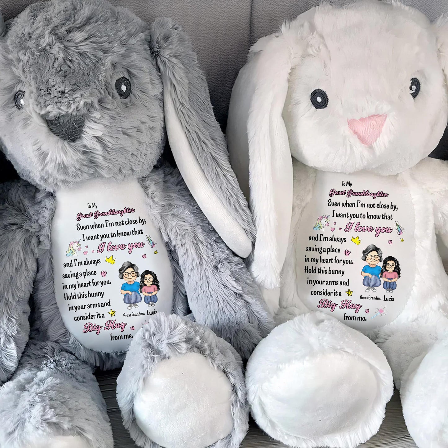 To My Great Granddaughter, Even when I'm not close by, Bunny and Hearts