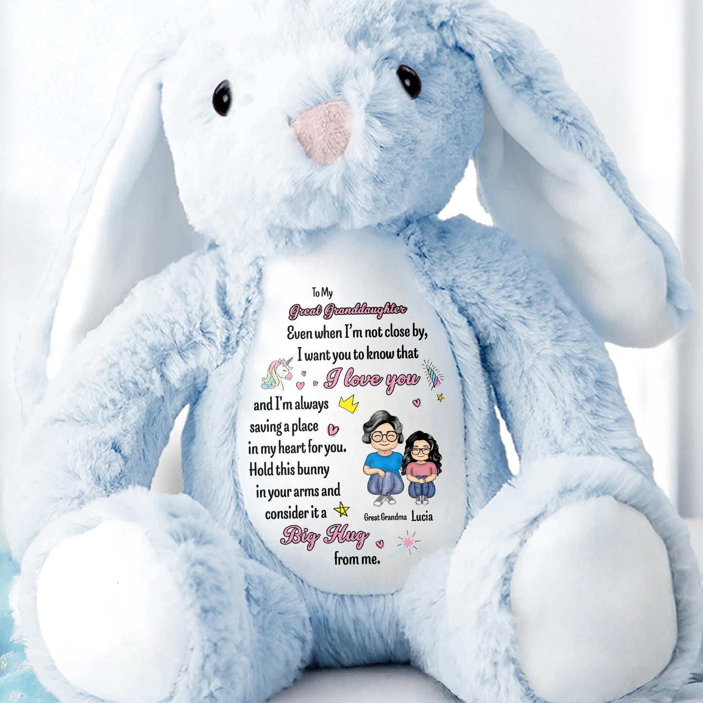 To My Great Granddaughter, Even when I'm not close by, Bunny and Hearts
