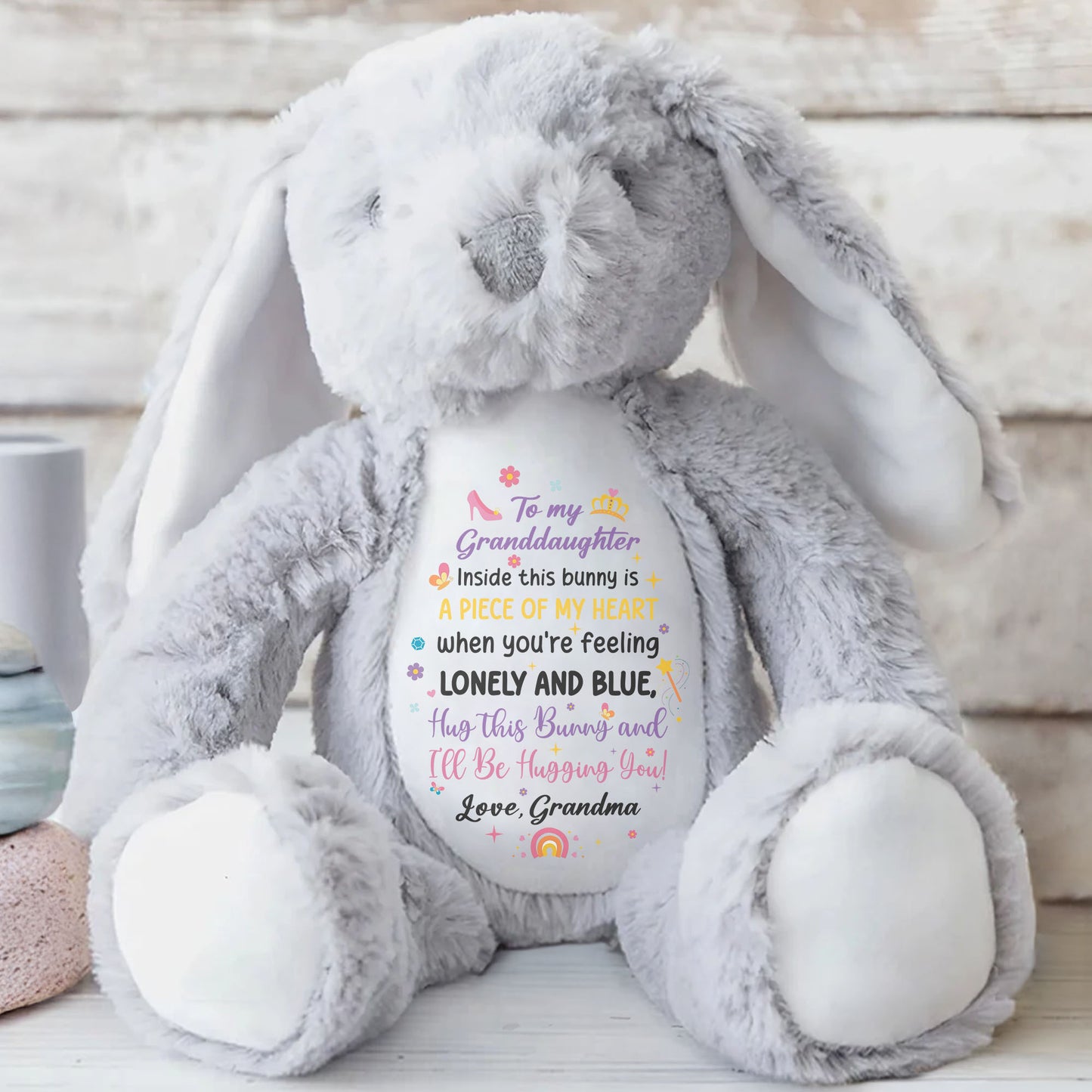 To My Granddaughter, Inside This Bunny Is A Piece Of My Heart, Stuffed Bunny - Personalized Stuffed Bunny - GDT267_BUN