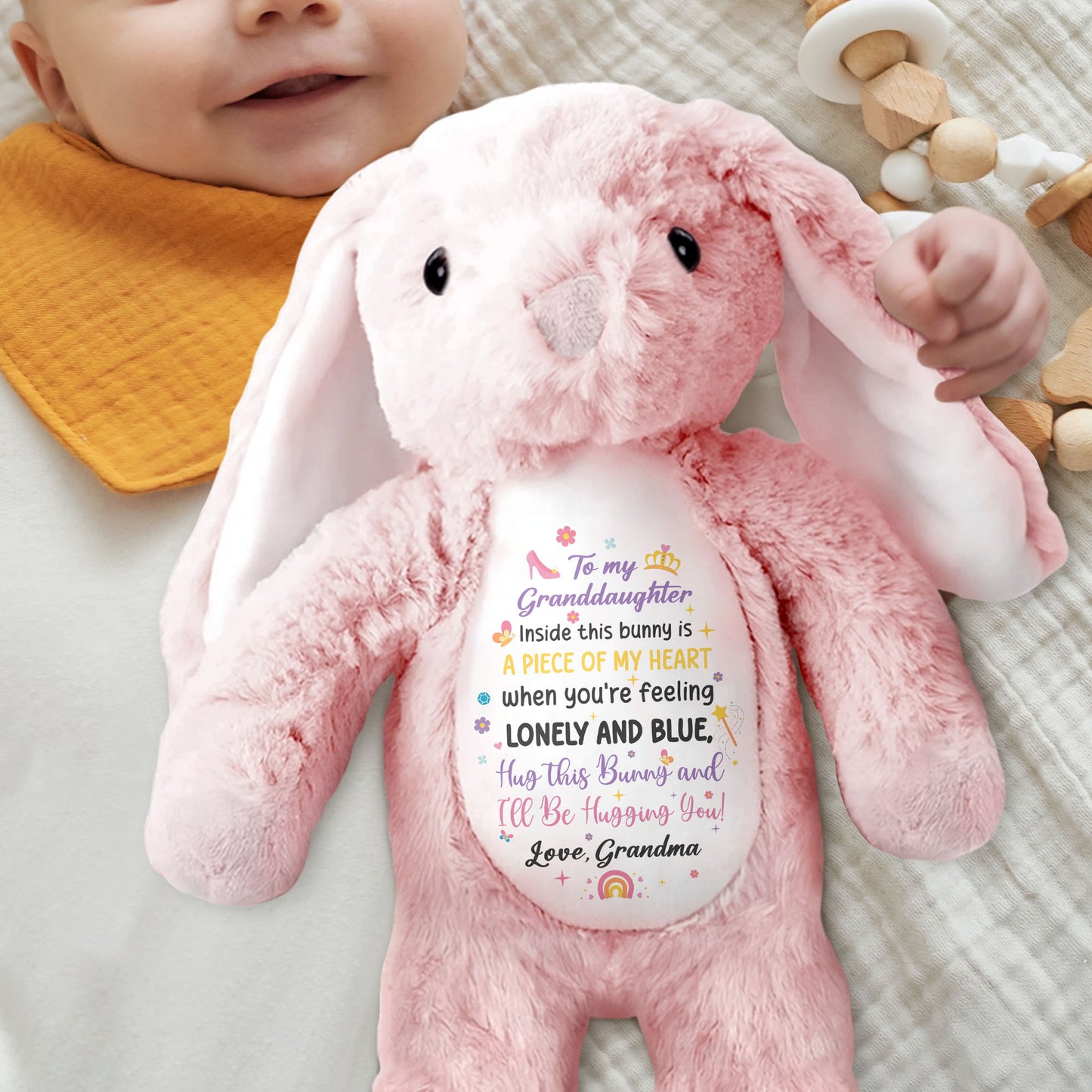 To My Granddaughter, Inside This Bunny Is A Piece Of My Heart, Stuffed Bunny - Personalized Stuffed Bunny - GDT267_BUN
